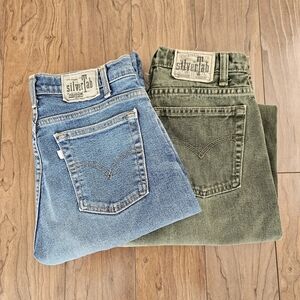 Vintage Levis Silvertab Jeans Mens 29 Lot Bootcut Relaxed Blue Green 90s